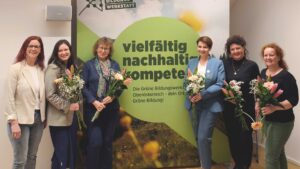 (v.l.n.r) Ursula Roschger (Landesgeschäftsführerin Die Grünen OÖ), Anne-Sophie Bauer (Vorstand), Gabriela Schönberger (Finanzreferentin), Dagmar Engl (Obfrau), Gabriele Scherrer (Schriftführerin), Brigitte Huber-Reiter (Vorstand)
